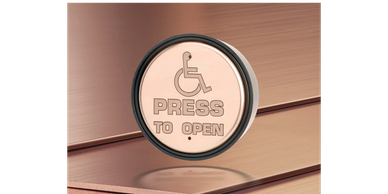 Disabled access button labeled 'Press to Open' with wheelchair symbol.