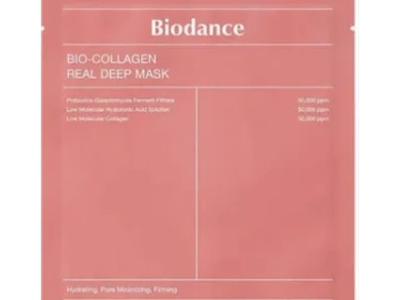 Biodance Bio-Collagen Real Deep Mask packaging with key ingredients.