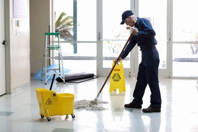 Floor cleaning lobbies and facilities.