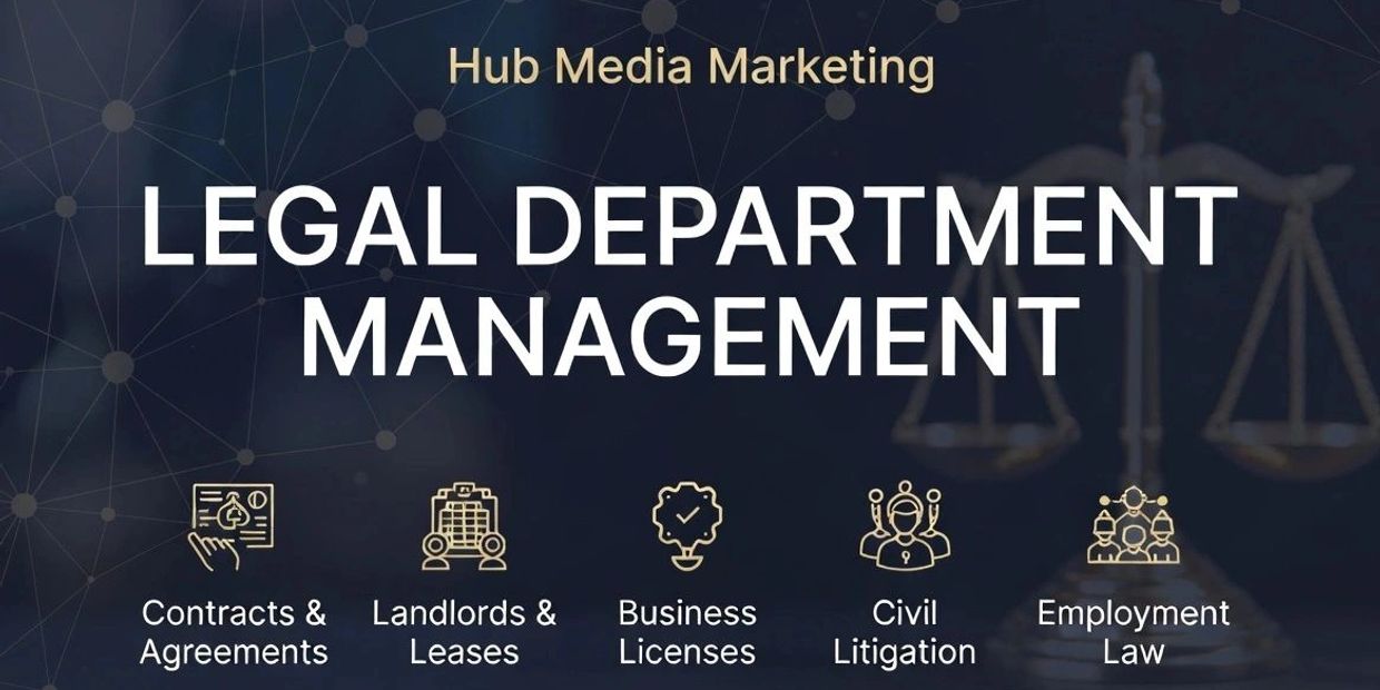 Legal department management services by Hub Media Marketing.