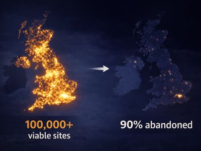 UK map shows over 100,000 locations, with 90% abandoned.