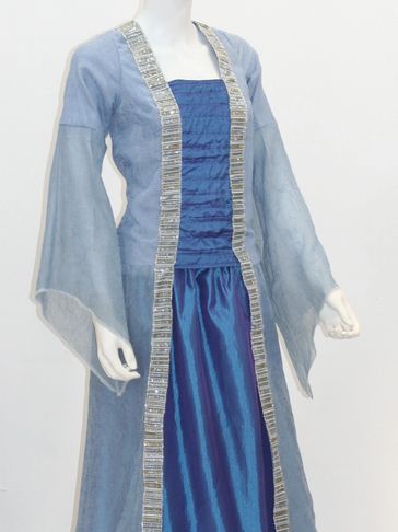 blue buttoned dress Renaissance Style Blue Pattern U-Back Corset Vest for LARP & Ren Faire –  retrorobe main image 1