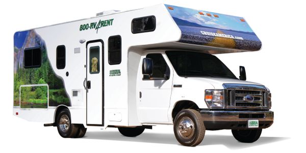 Side view of a 25 ft. Cruise America RV rental