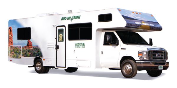 Side view of a 30 ft. Cruise America RV rental