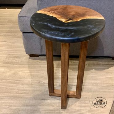 Toronto charity SickKids kids home decor live edge lumber custom carpentry end table epoxy walnut