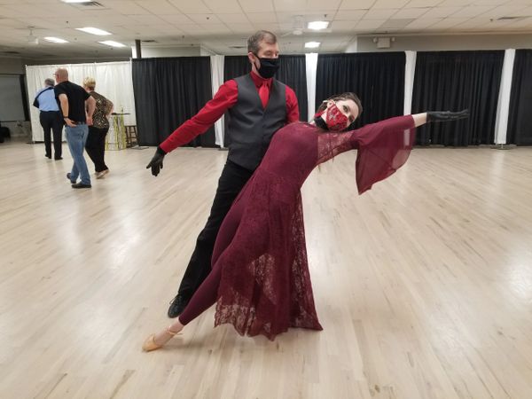 Dan and Anne warming up before their performance.