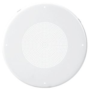 Round white perforated speaker cover.