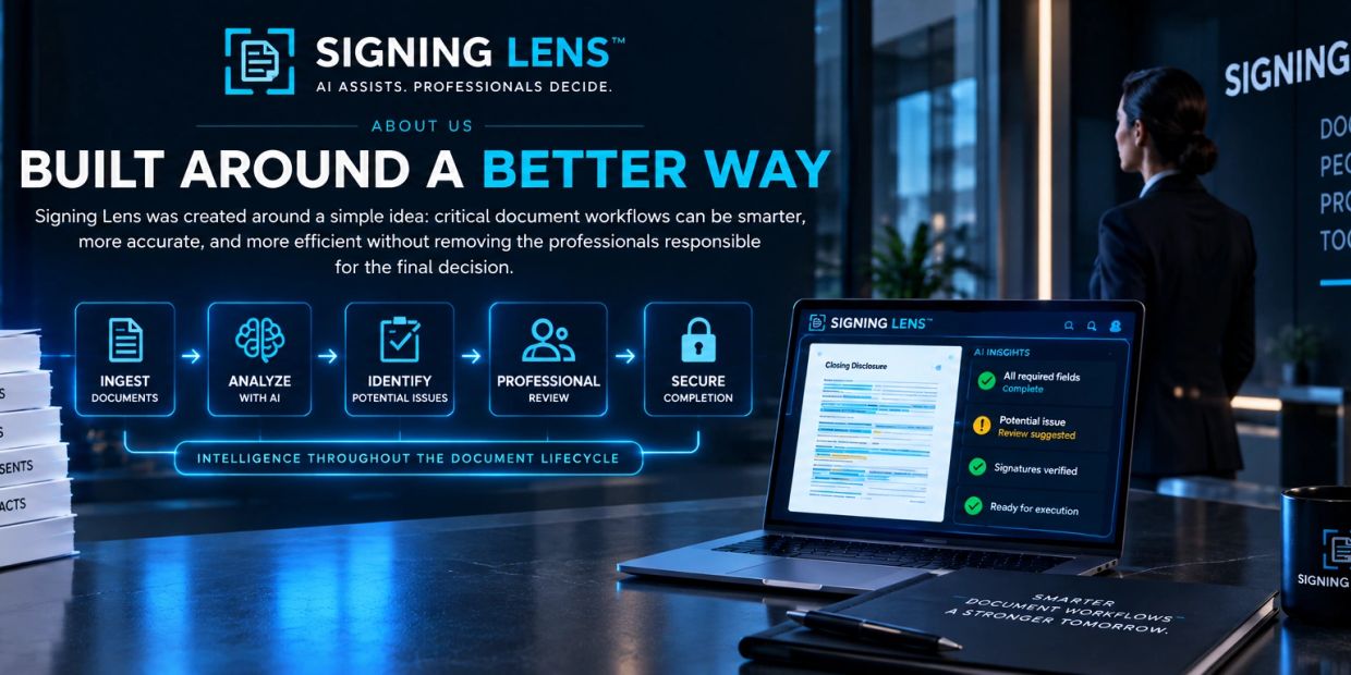 Signing Lens streamlines document workflows with AI and professional review.