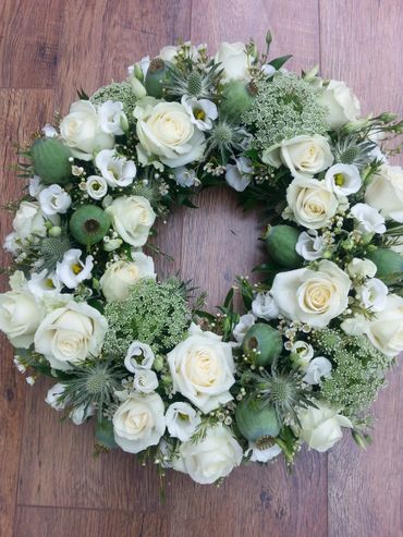 Classic wreath in greens and whites