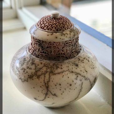 Hand Carved Horse Hair Pottery