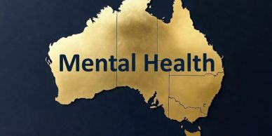 Map of Australia with 'Mental Health' text.