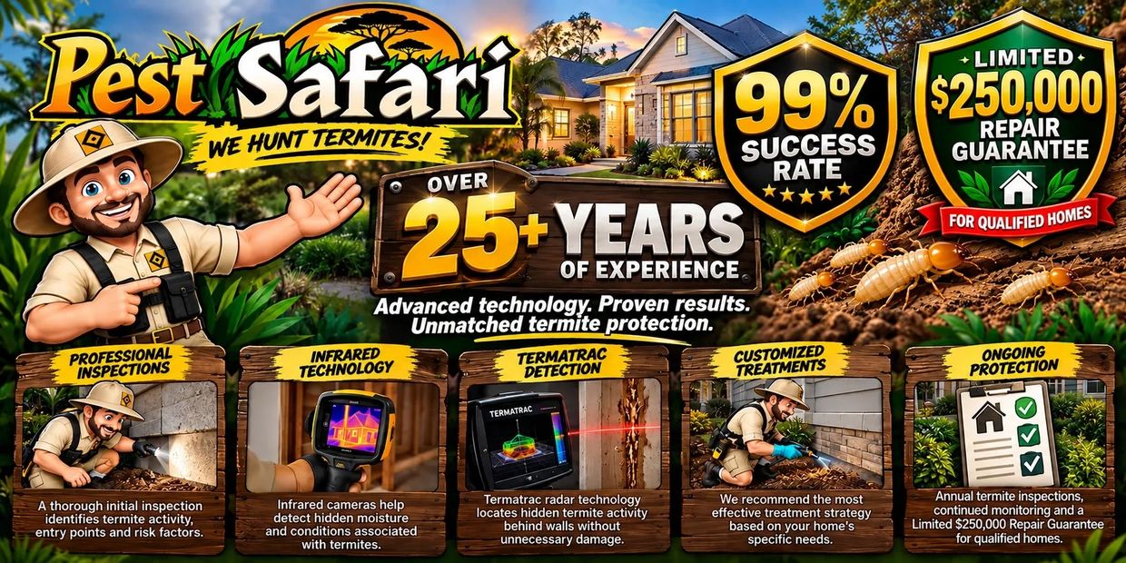 Pest Safari professional termite inspections, treatment with unmatched results.