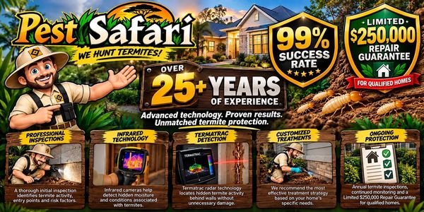 Pest Safari professional termite inspections, treatment with unmatched results.