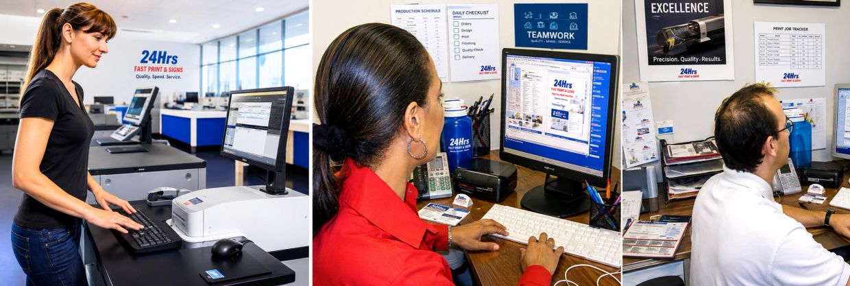 24HRS FAST PRINTING – DESIGN & LAYOUT STAFF
Our experienced 24HRS Fast Printing Design & Layout Staff works with customers to create professional, attractive, and print-ready designs.