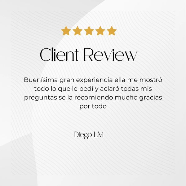 The image is a client review 5 star