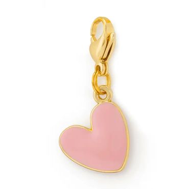 Gold and pink heart-shaped charm with a lobster clasp.