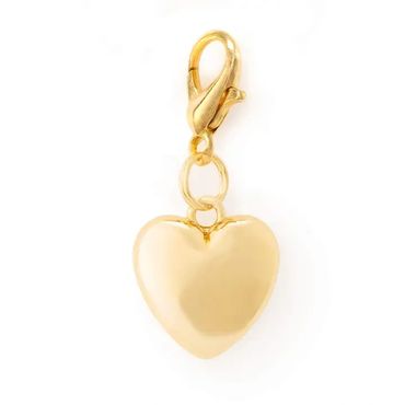 Shiny gold heart-shaped charm with a lobster clasp.