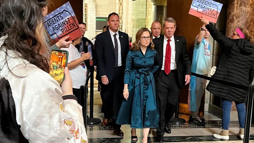  Nebraska Governor Jim Pillen and his wife. Parents Against Pillen 