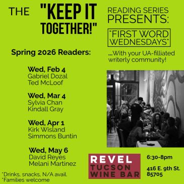 Poster for Keep It Together reading series with dates and readers listed.