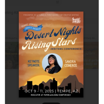 Conference poster for Desert Nights Rising Stars with keynote Sandra Cisneros.