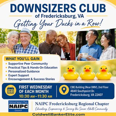 Downsizers Club info and benefits in Fredericksburg, VA.