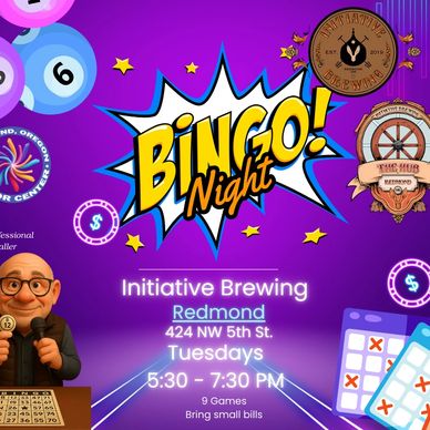 Bingo Night at Initiative Brewing in Redmond. Tuesdays from 5:30 - 7:30 PM.