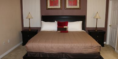 Enjoy this king size bedroom that has super comfortable mattresses and your own private bathroom ins