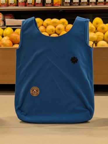 Former tee-shirt. Current grocery hero.
Upcycled T-shirt