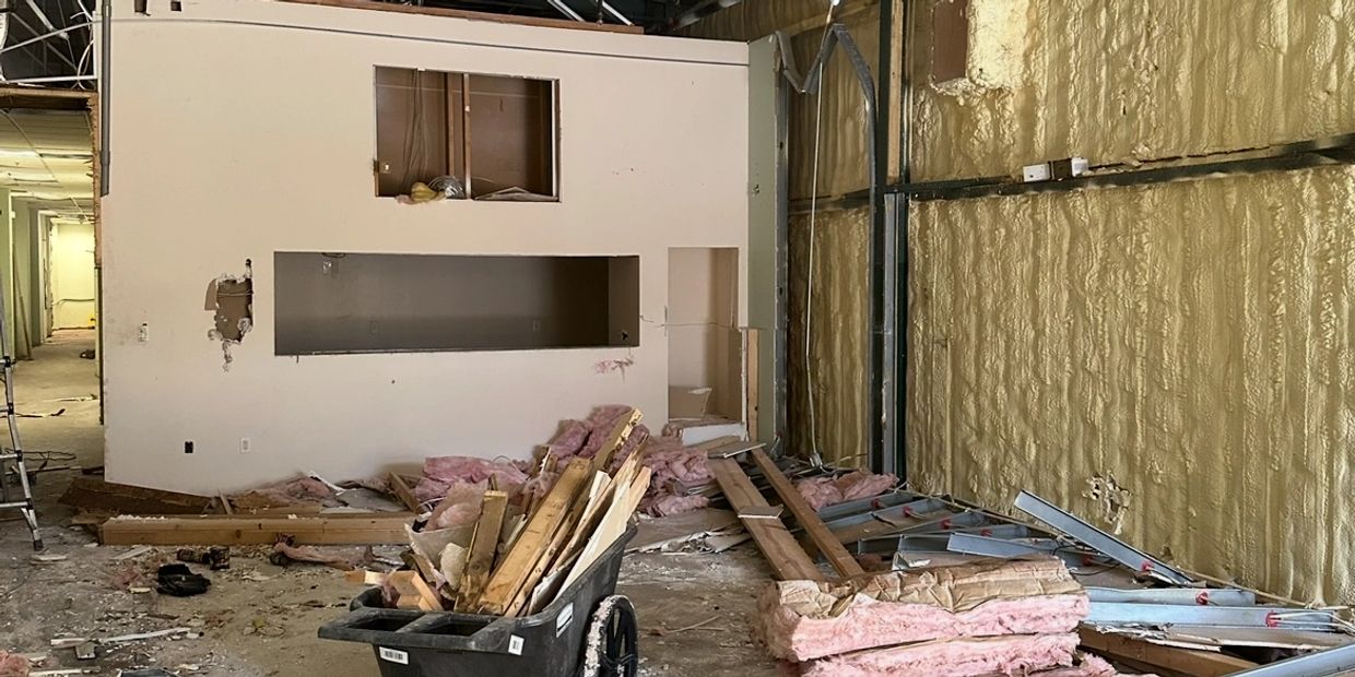 Interior demolition project in Daytona Beach, Florida.removing walls, insulation, and debris 