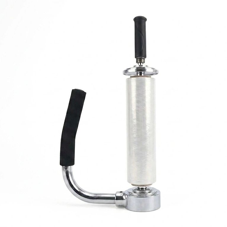 Hand stretch wrap dispenser for efficient pallet wrapping and packaging operations