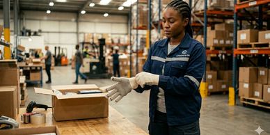 Warehouse gloves including string knit PVC dot gloves and disposable nitrile and latex gloves