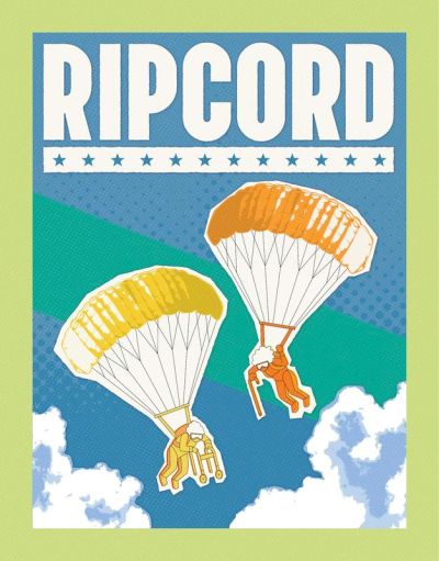 Illustration of two skydivers with parachutes under the title RIPCORD.