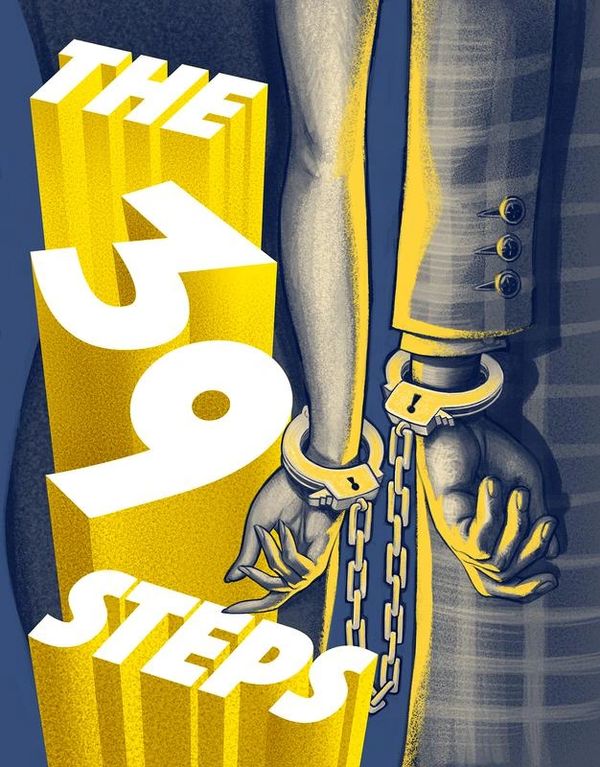 Illustrated hands in handcuffs with "The 39 Steps" text in bold.