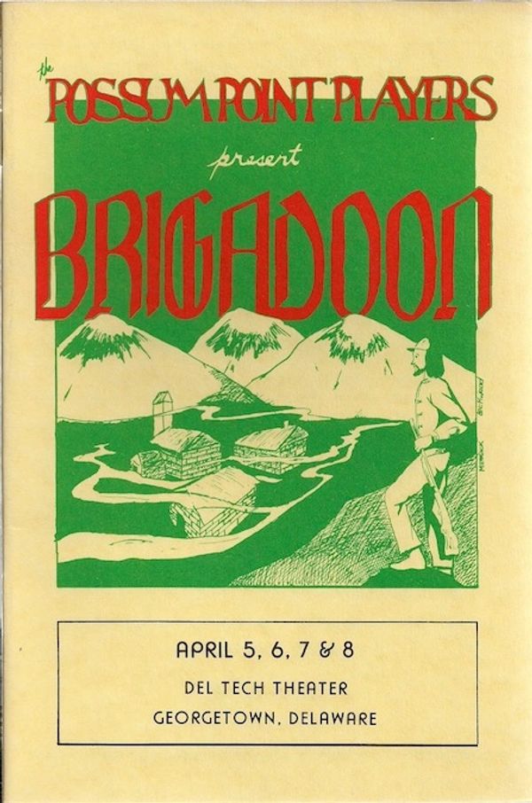 Poster for Possum Point Players' Brigadoon play at Del Tech Theater.