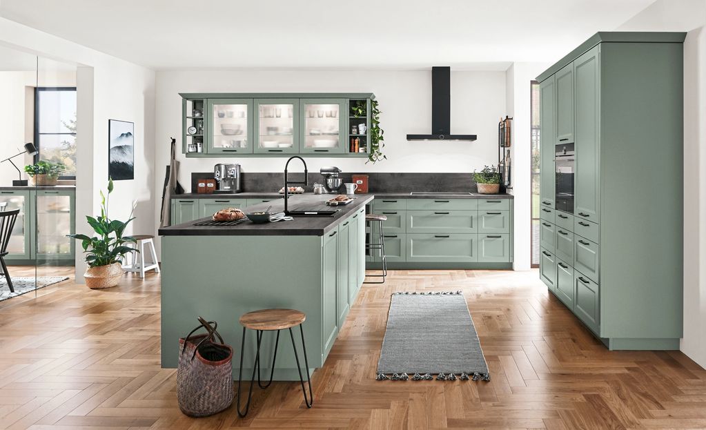 Nobilia cascada reed green shaker style kitchen