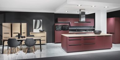 Nobilia linear Easytouch Rust Red Matt anti-fingerprint modern kitchen