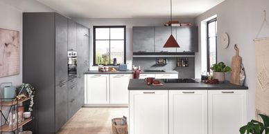 Nobilia Nordic Slate Grey Shaker and White Shaker kitchen