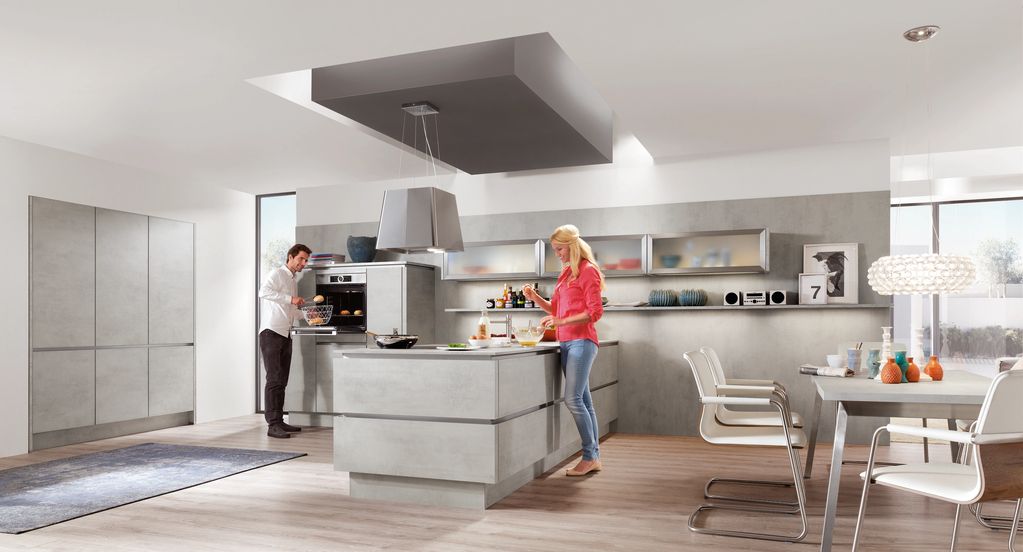 Nobilia Line N handleless Riva concrete grey kitchen