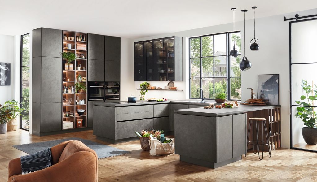 Nobilia Line N handleless Riva concrete terra grey Kitchen