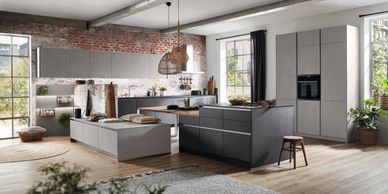 Nobilia Line-N handleless StoneArt grey slate and Stone grey slate kitchen