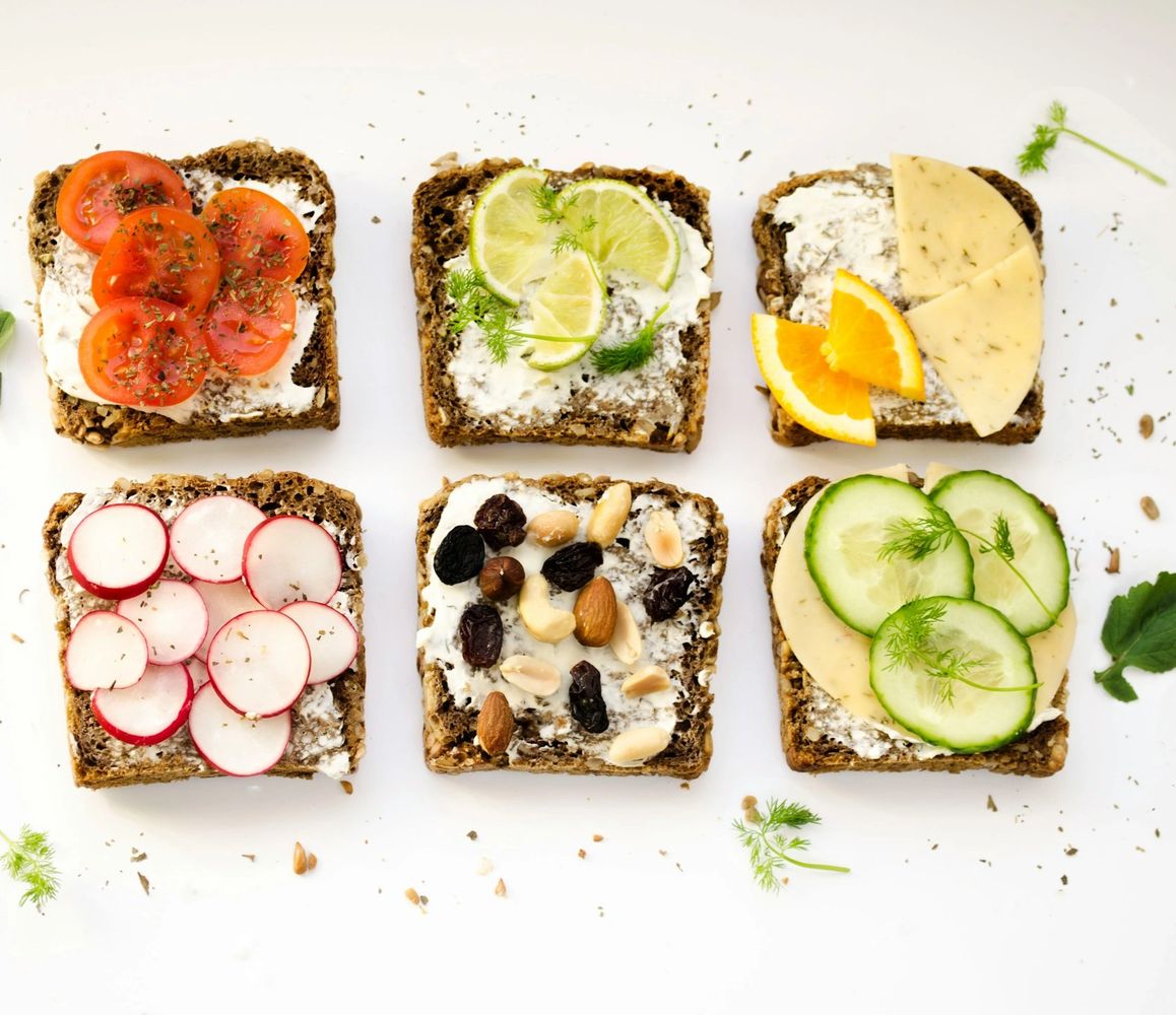 A Variety of Toasts With Different Toppings