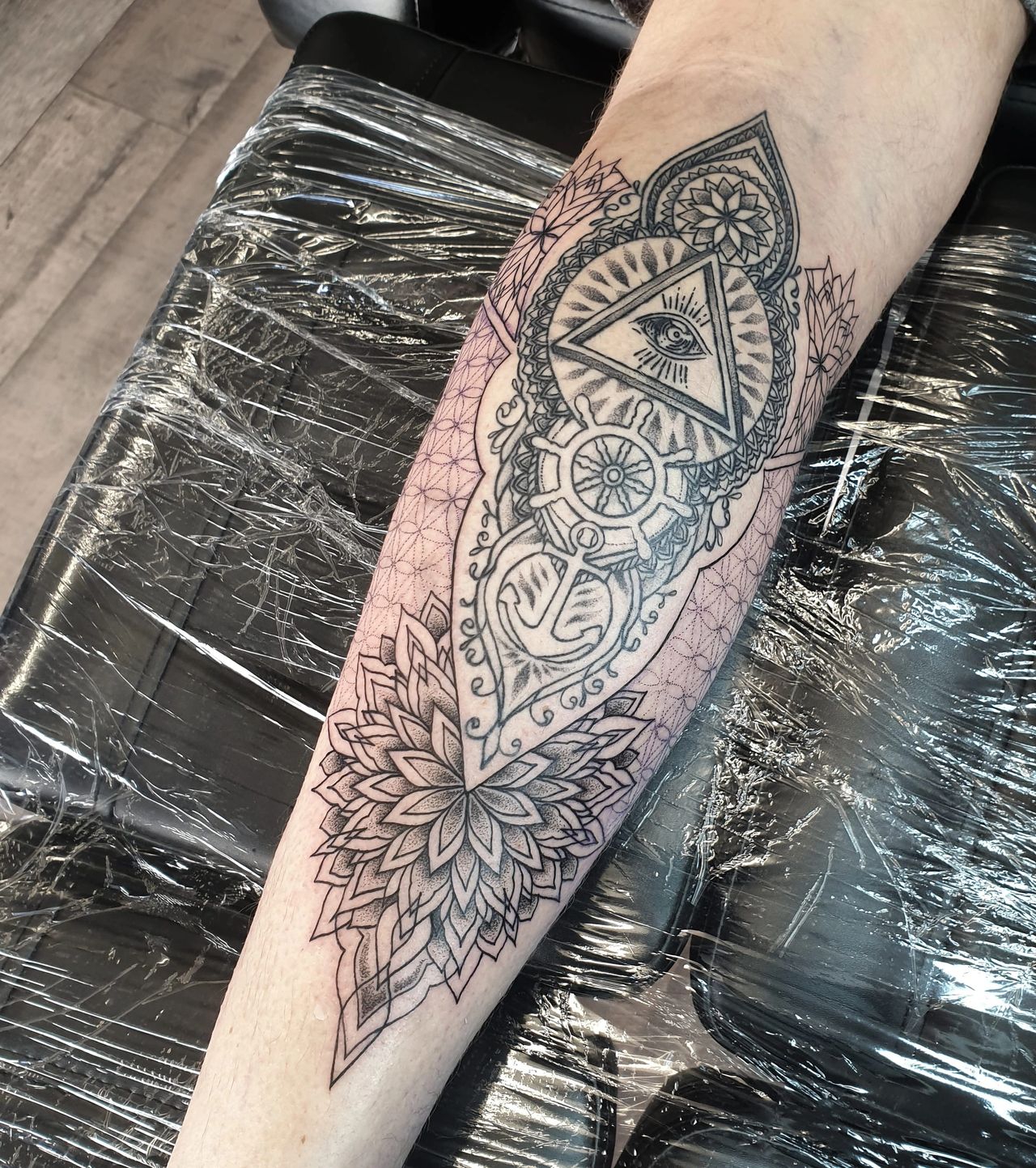 Geometric Dotwork Tattoo Sleeve for Men Geometric Forearm 