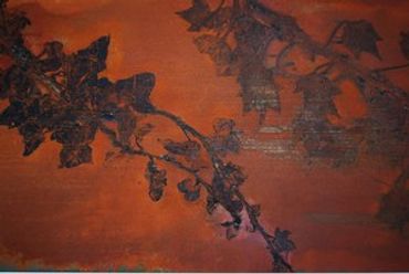 rusted plate with ivy