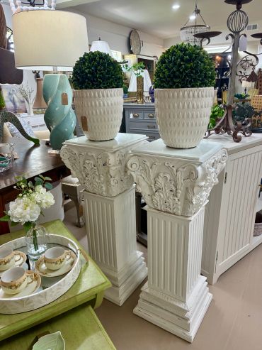 Beautiful Ornate Painted Mahogany Pedestals