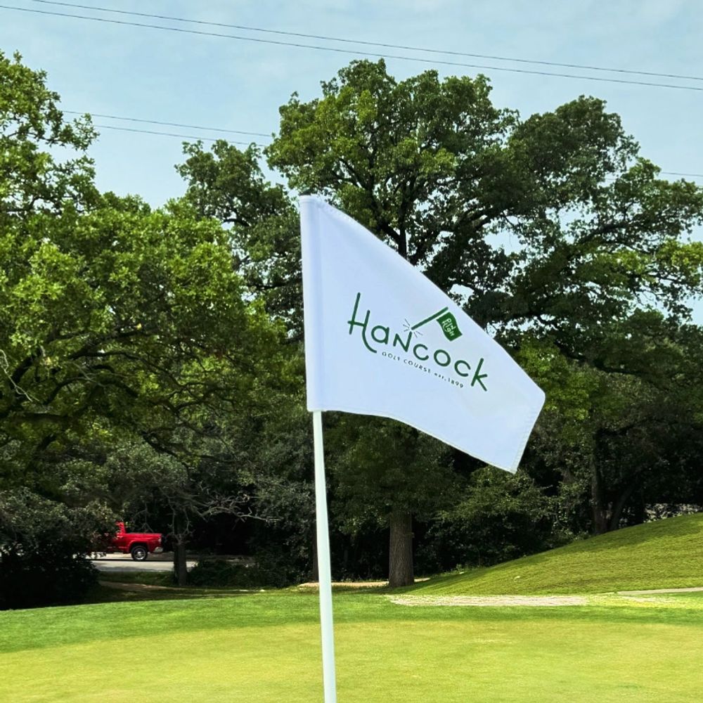 Hancock golf course flag on hole 1 Austin Texas
