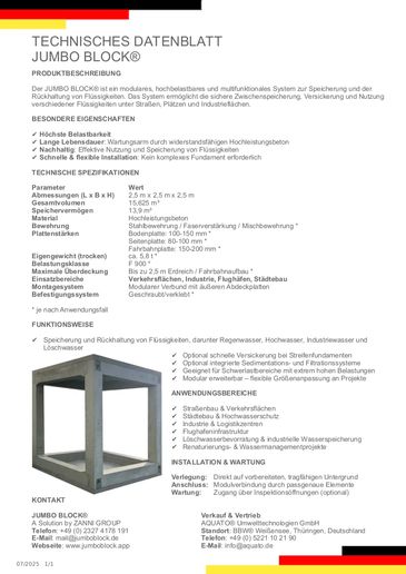 Technisches Datenblatt JUMBO BLOCK®