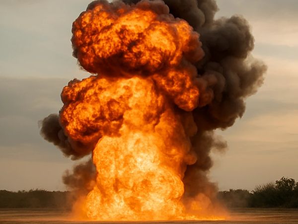 Explosion on a test ground