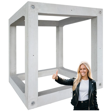 4,5 Tonnen monolithischer Qualitätsbeton und ca. 16 m³ Bruttokapazität je JUMBO BLOCK.