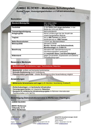 JUMBO BLOCK - Modulares Schutzsystem Bunker, Lager, Versorgungseinheiten und Infrastrukturschutz