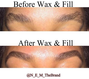 The top picture is before the brow wax and fill. The “fill” is brow makeup.